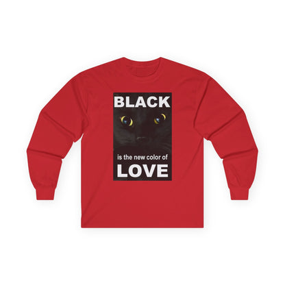 Cat Long Sleeve Tee - Black Love Design - underthestarsbabe