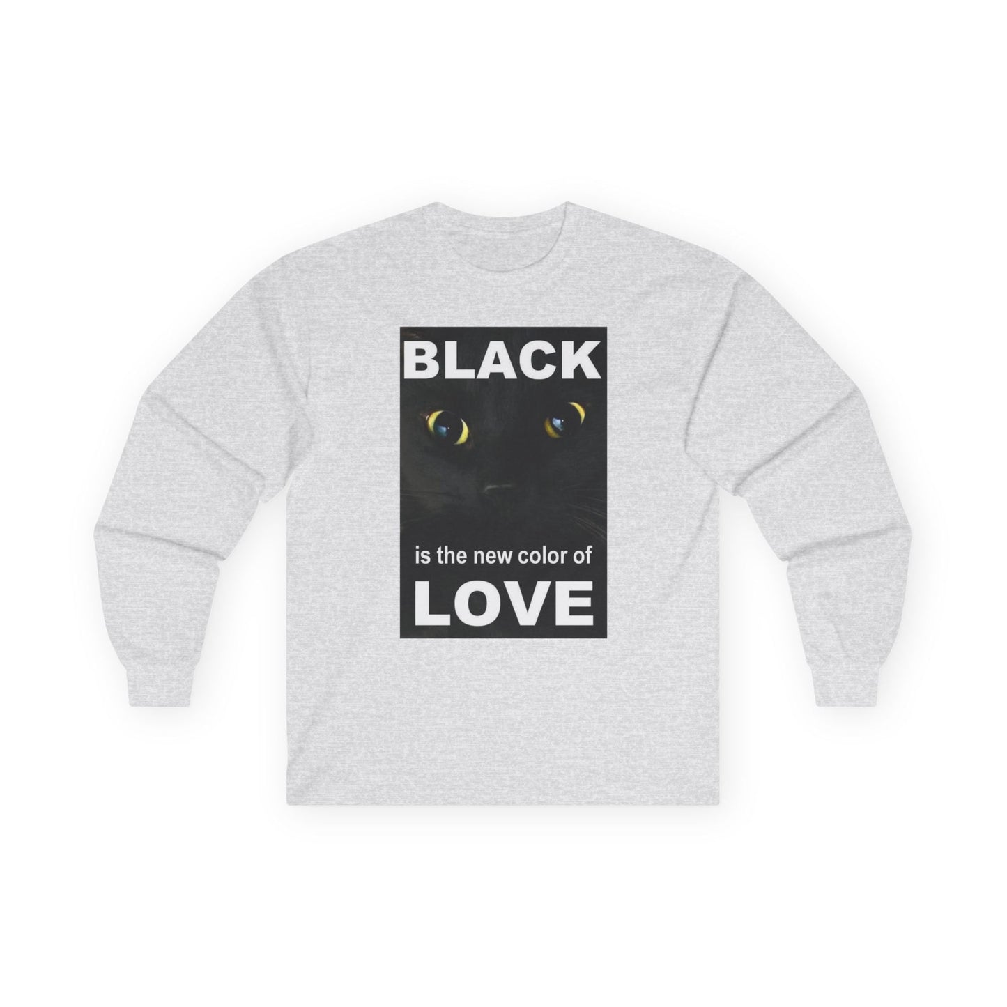 Cat Long Sleeve Tee - Black Love Design - underthestarsbabe