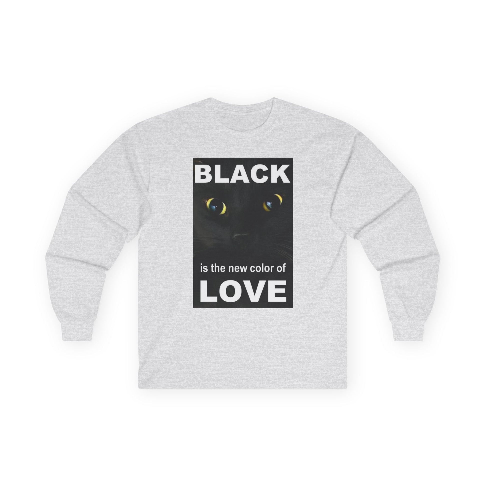 Cat Long Sleeve Tee - Black Love Design - underthestarsbabe