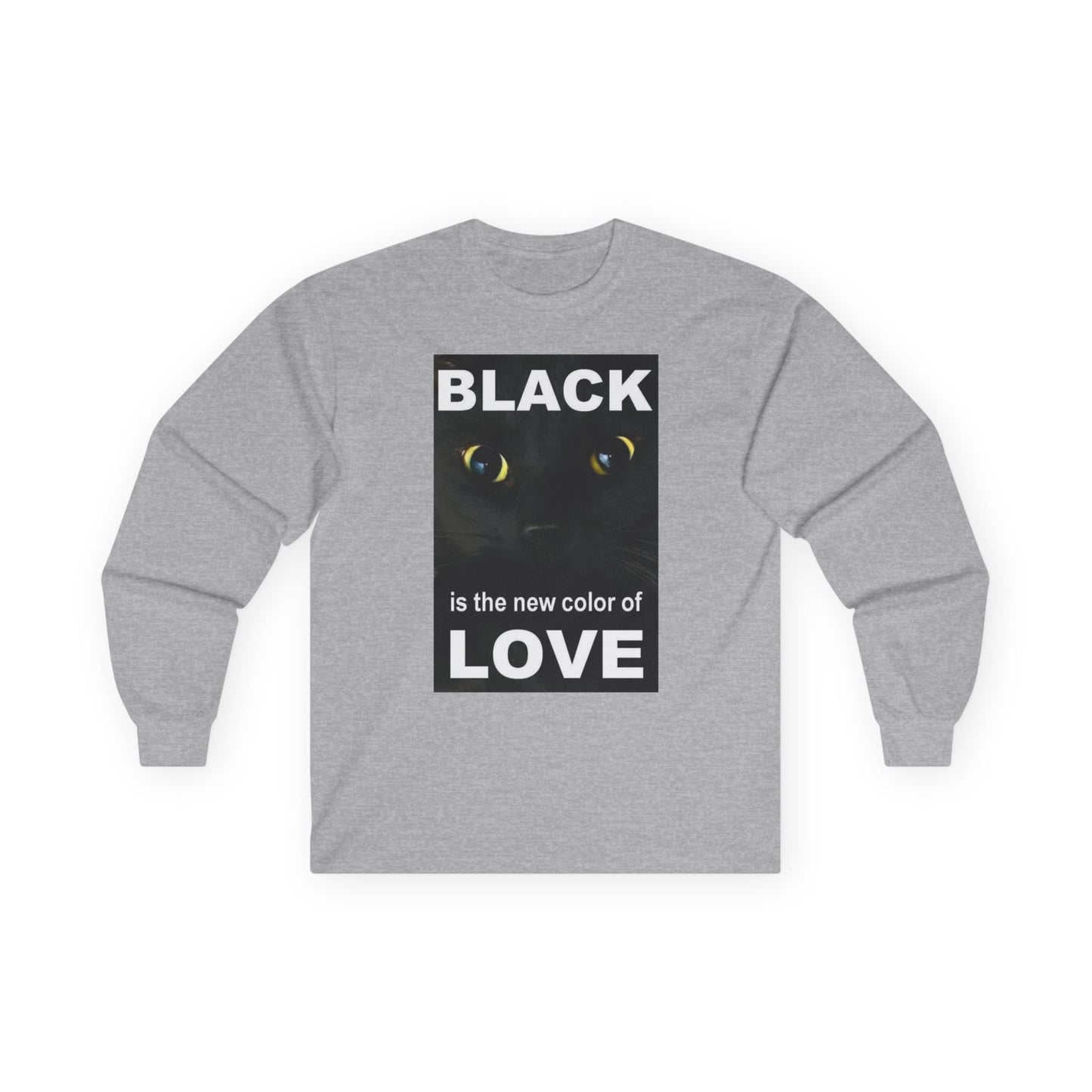 Cat Long Sleeve Tee - Black Love Design - underthestarsbabe