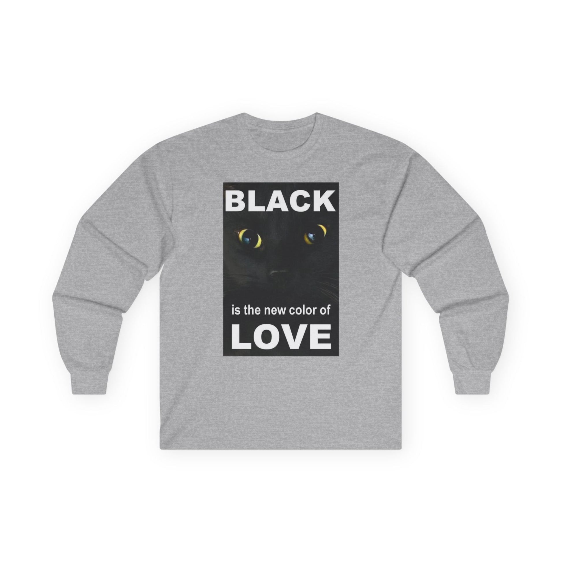 Cat Long Sleeve Tee - Black Love Design - underthestarsbabe