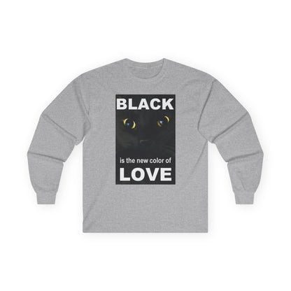 Cat Long Sleeve Tee - Black Love Design - underthestarsbabe
