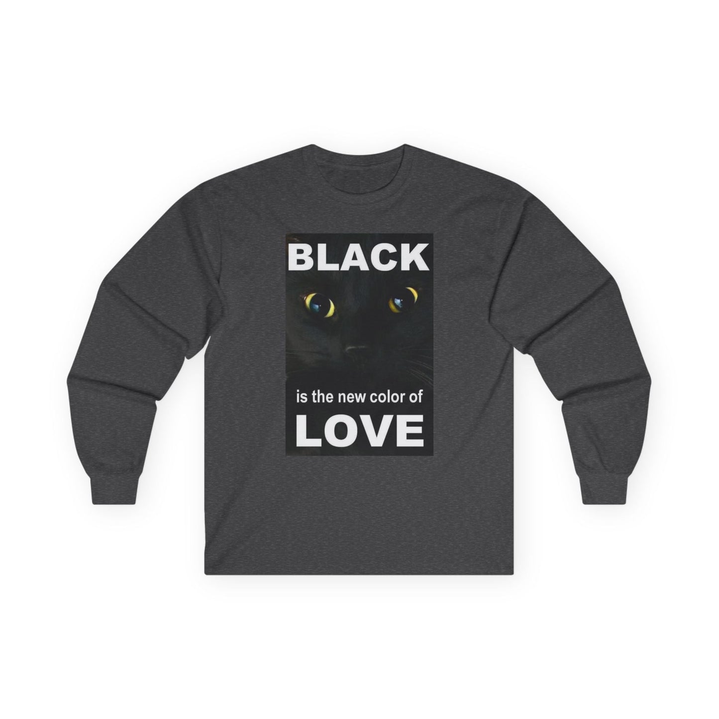 Cat Long Sleeve Tee - Black Love Design - underthestarsbabe