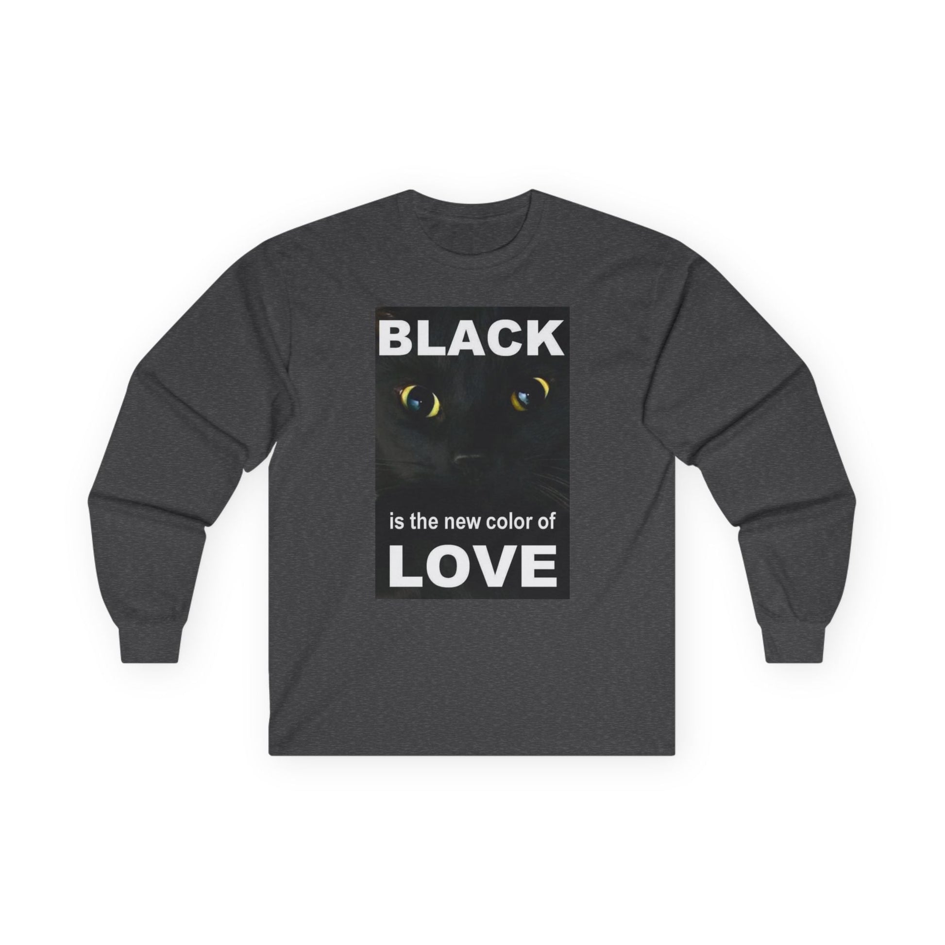 Cat Long Sleeve Tee - Black Love Design - underthestarsbabe