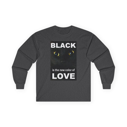 Cat Long Sleeve Tee - Black Love Design - underthestarsbabe