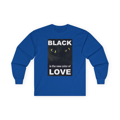 Cat Long Sleeve Tee - Black Love Design - underthestarsbabe