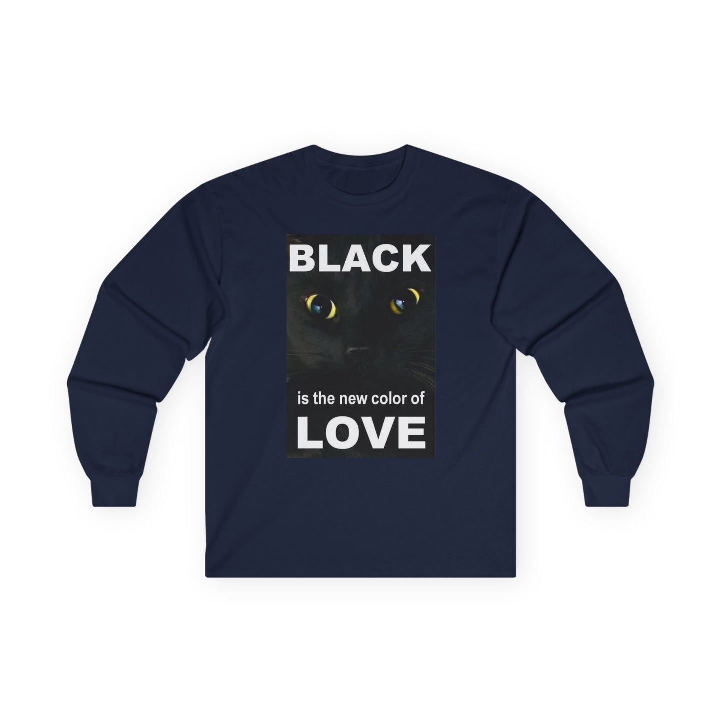 Cat Long Sleeve Tee - Black Love Design - underthestarsbabe