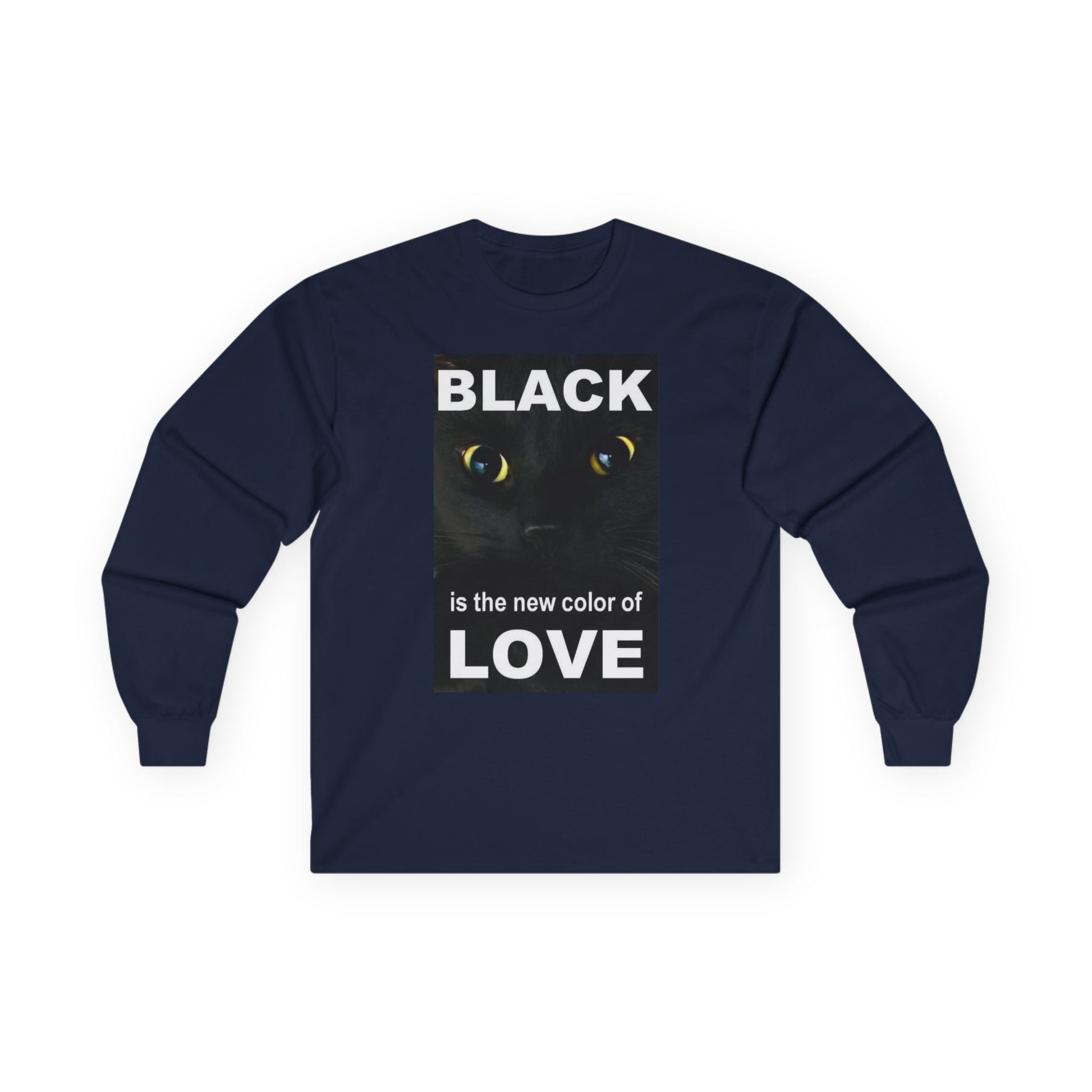 Cat Long Sleeve Tee - Black Love Design - underthestarsbabe