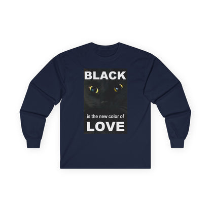 Cat Long Sleeve Tee - Black Love Design - underthestarsbabe