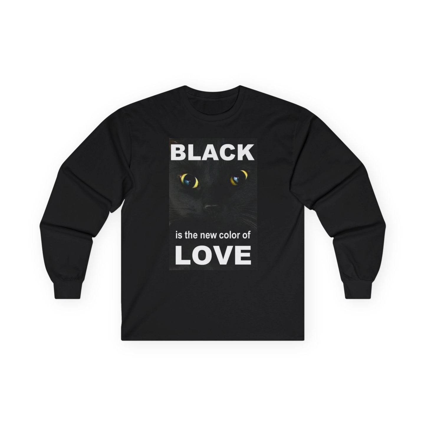Cat Long Sleeve Tee - Black Love Design - underthestarsbabe