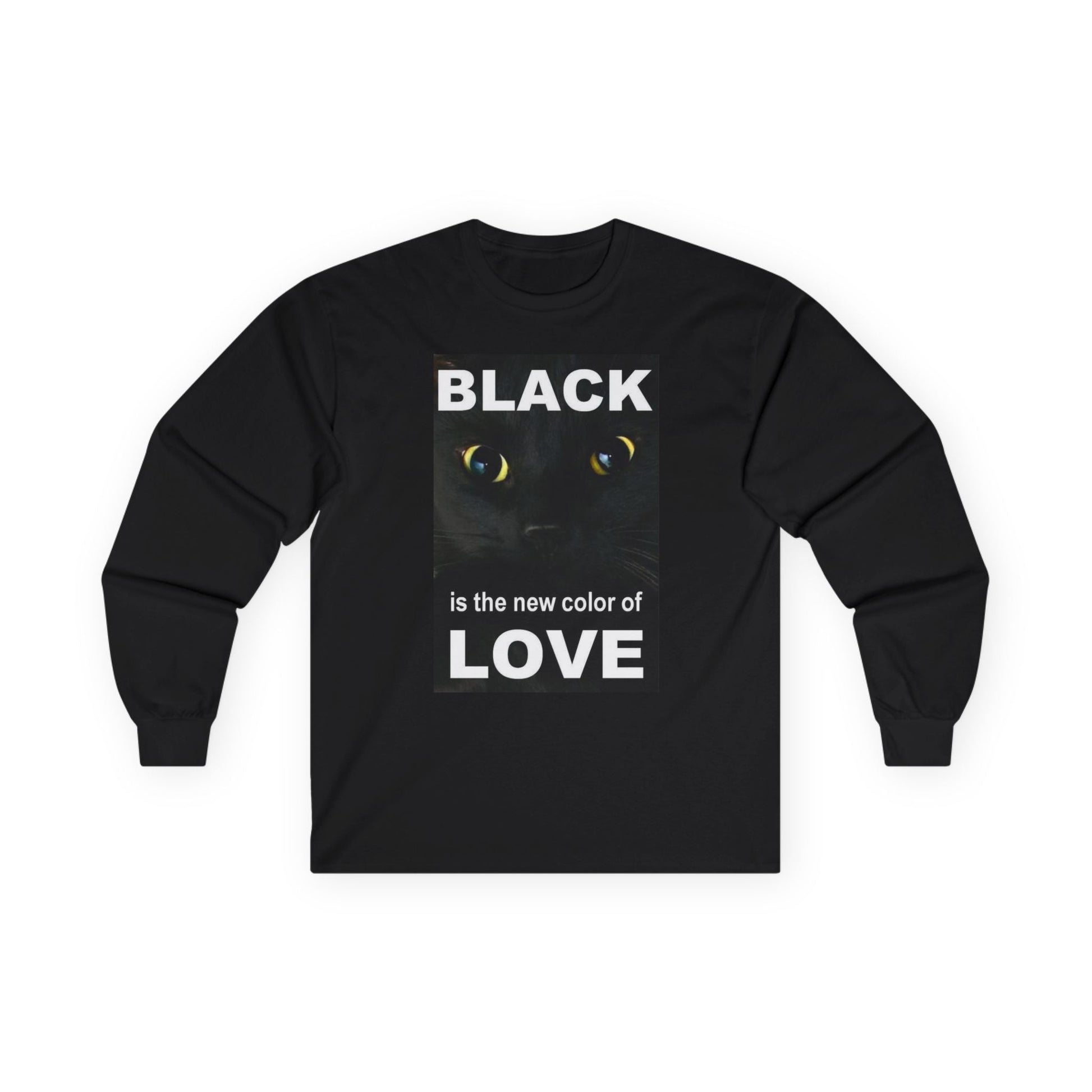 Cat Long Sleeve Tee - Black Love Design - underthestarsbabe