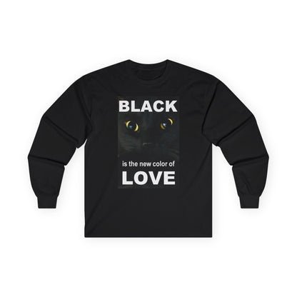 Cat Long Sleeve Tee - Black Love Design - underthestarsbabe