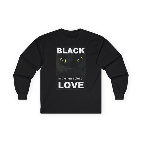 Cat Long Sleeve Tee - Black Love Design - underthestarsbabe