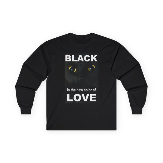Cat Long Sleeve Tee - Black Love Design - underthestarsbabe