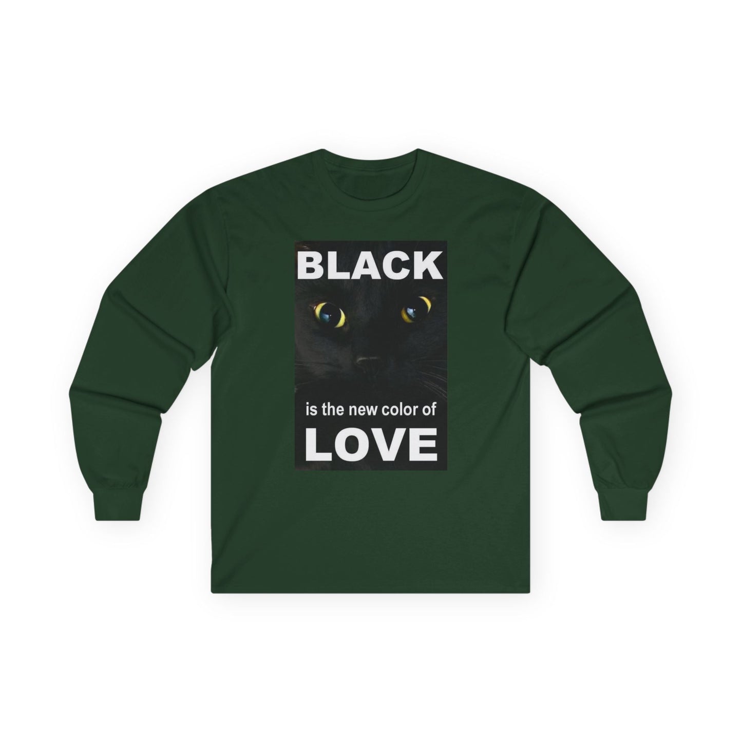 Cat Long Sleeve Tee - Black Love Design - underthestarsbabe