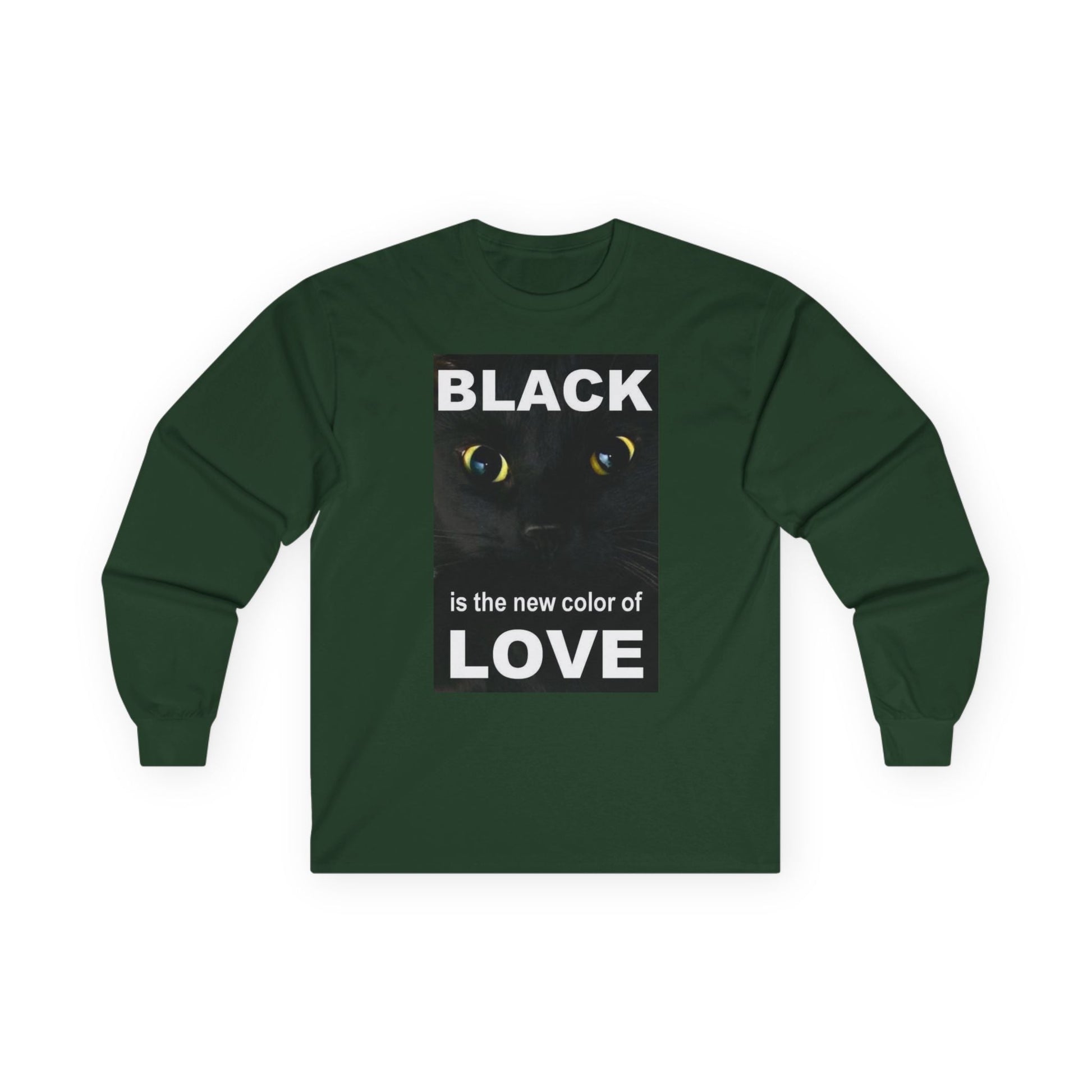 Cat Long Sleeve Tee - Black Love Design - underthestarsbabe