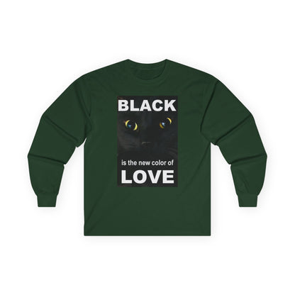Cat Long Sleeve Tee - Black Love Design - underthestarsbabe