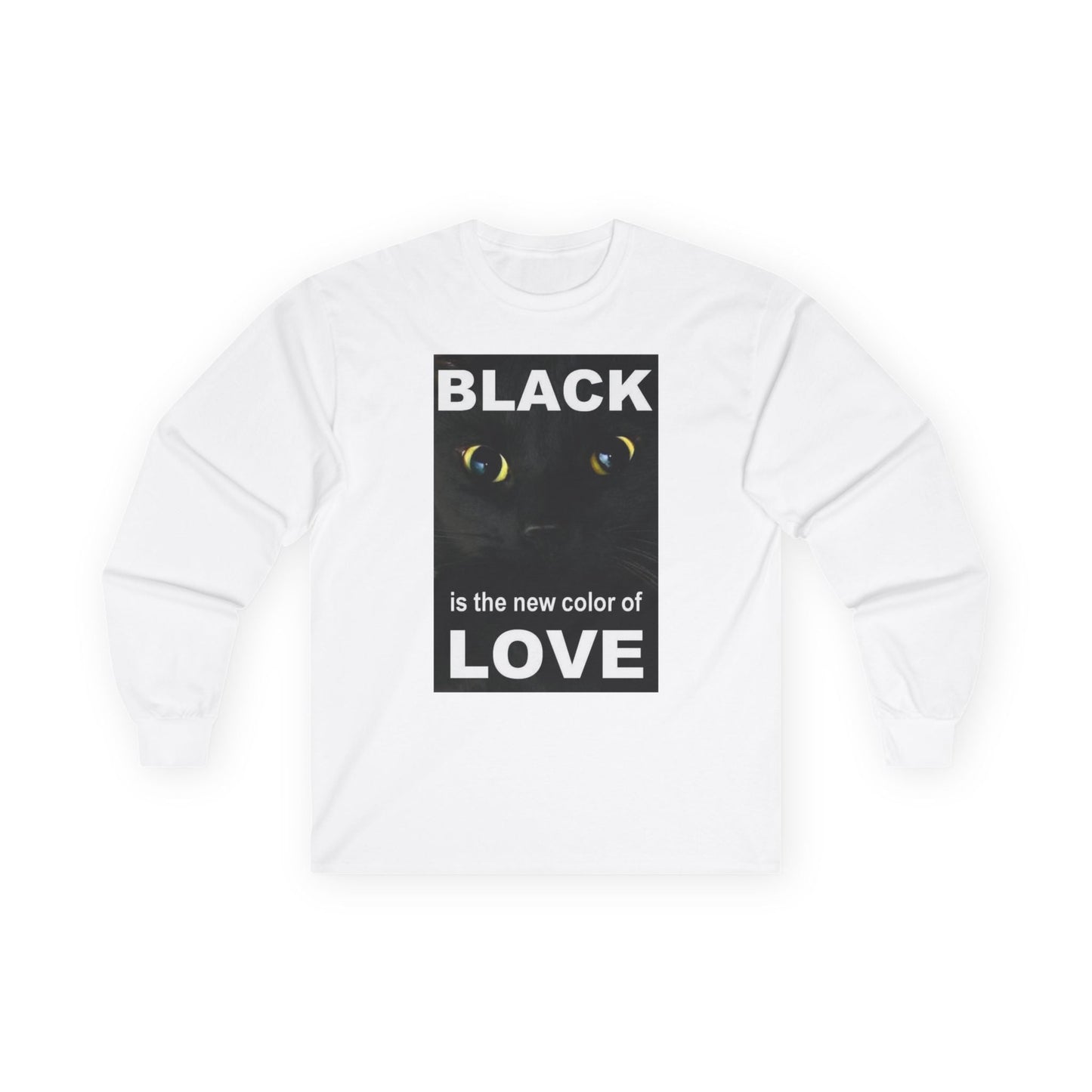 Cat Long Sleeve Tee - Black Love Design - underthestarsbabe