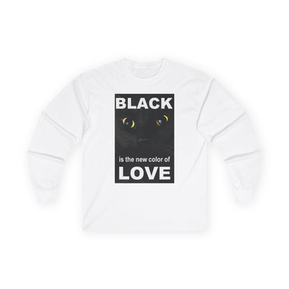 Cat Long Sleeve Tee - Black Love Design - underthestarsbabe
