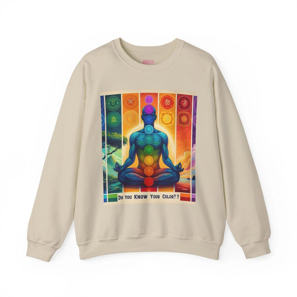 Chakra Meditation Crewneck Sweatshirt — 'Do You Know Your Colors?' - underthestarsbabe