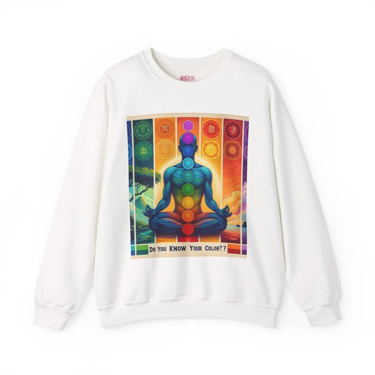Chakra Meditation Crewneck Sweatshirt — 'Do You Know Your Colors?' - underthestarsbabe