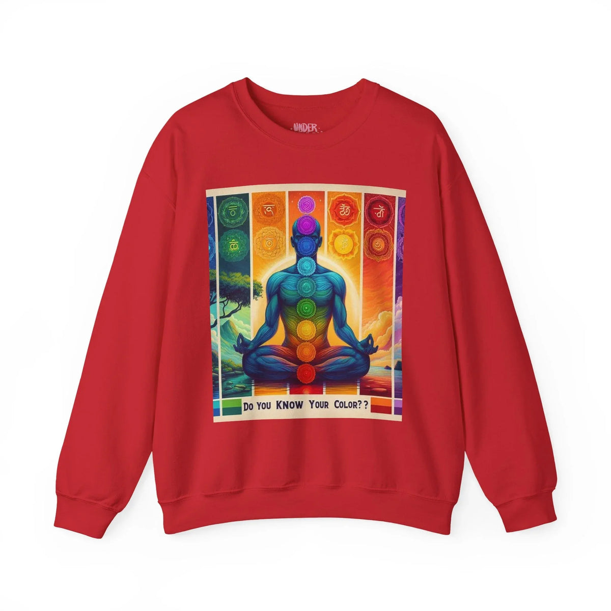 Chakra Meditation Crewneck Sweatshirt — 'Do You Know Your Colors?' - underthestarsbabe