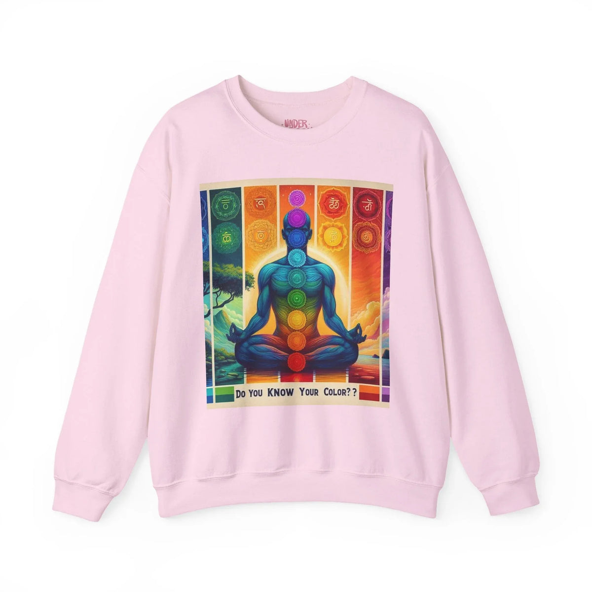 Chakra Meditation Crewneck Sweatshirt — 'Do You Know Your Colors?' - underthestarsbabe