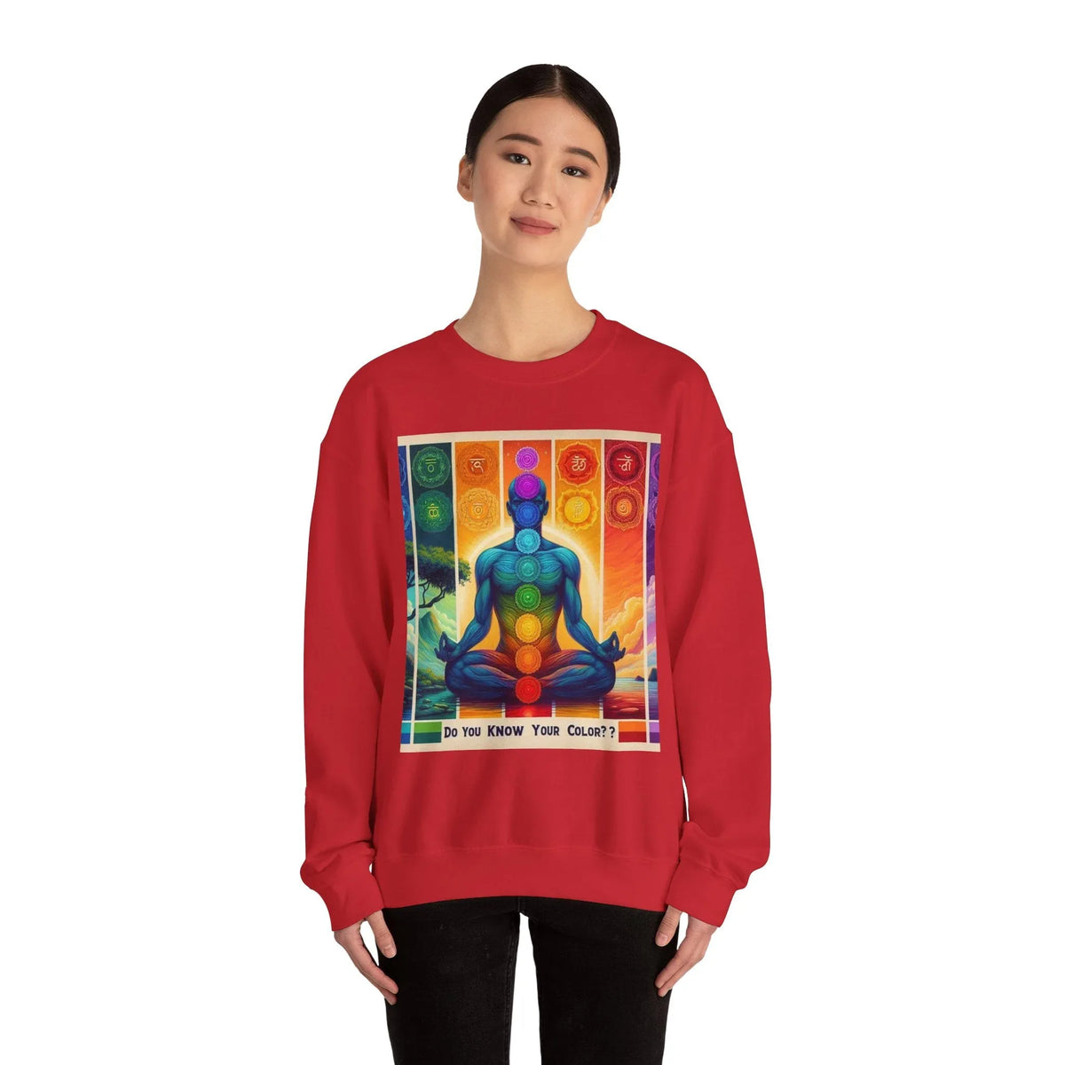 Chakra Meditation Crewneck Sweatshirt — 'Do You Know Your Colors?' - underthestarsbabe