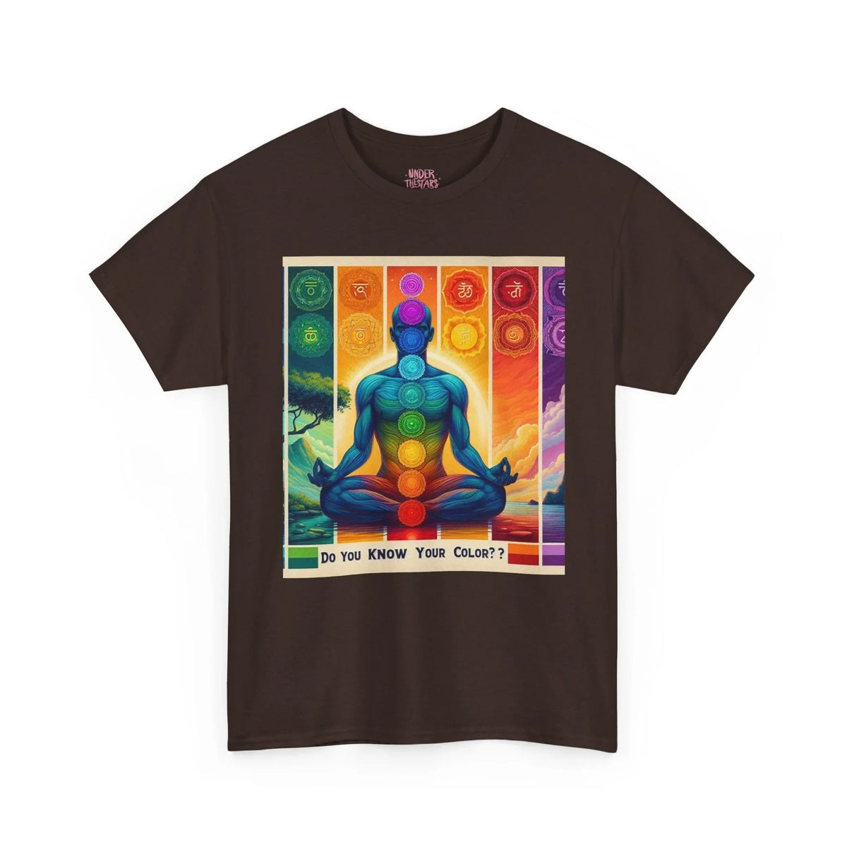 Chakra Meditation Tee — "Do You Know Your Colors?" Spiritual Yoga T-Shirt - underthestarsbabe