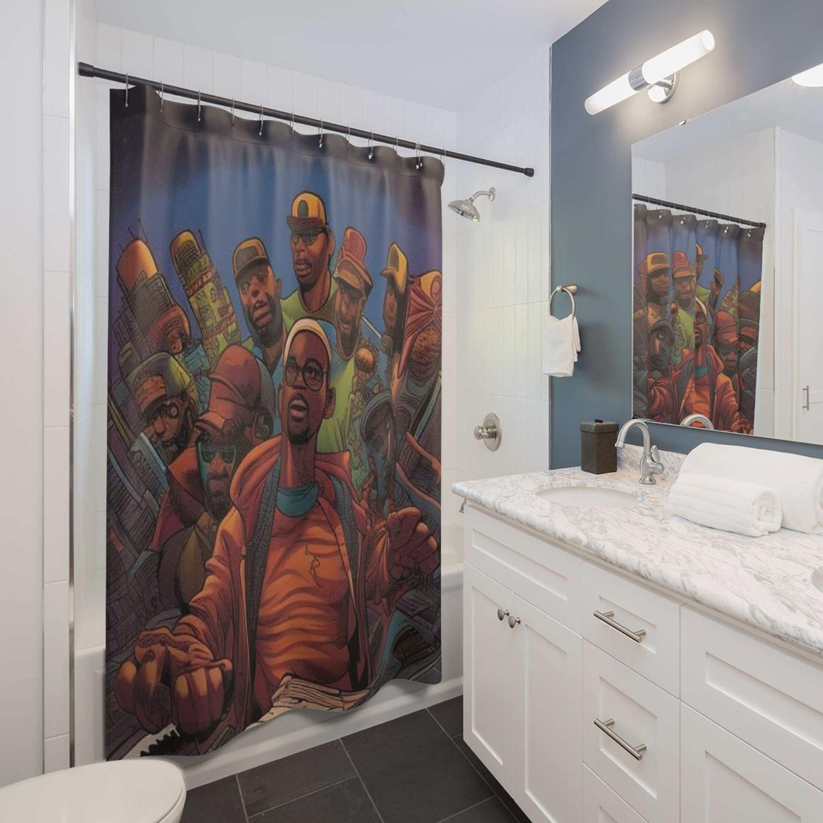 Classic Cosmic Hip Hop Shower Curtain - Under the Stars Babe - underthestarsbabe
