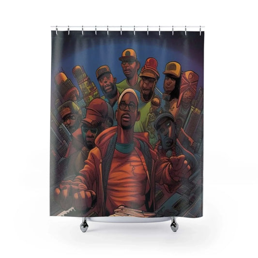 Classic Cosmic Hip Hop Shower Curtain - Under the Stars Babe - underthestarsbabe