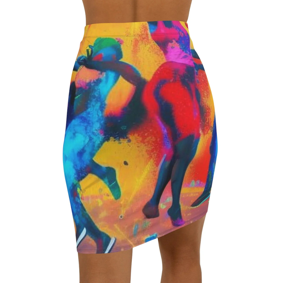 Colorful Dance Print Pencil Skirt, Vibrant Art Fashion - underthestarsbabe