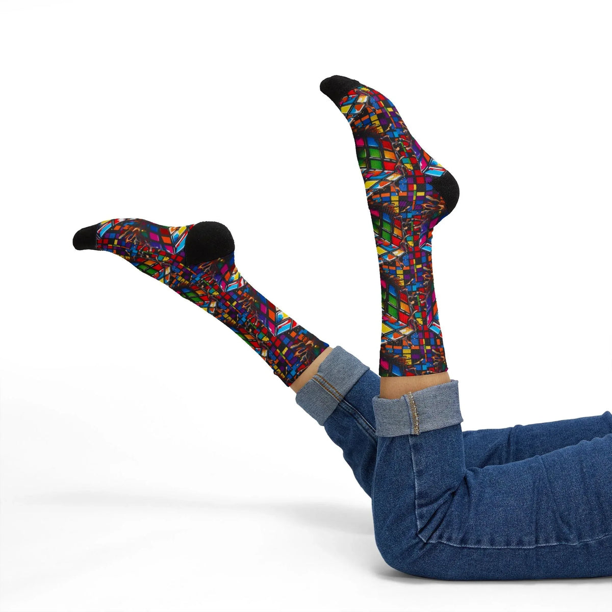 Colorful Puzzle Design Sublimation Socks for Creative Souls - underthestarsbabe