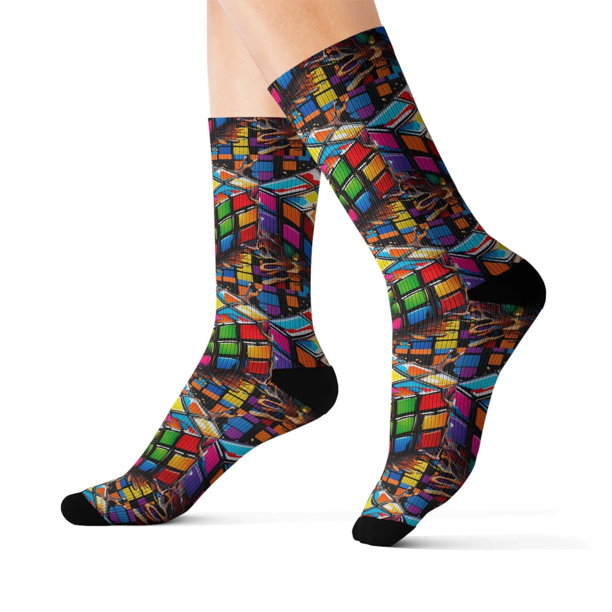 Colorful Puzzle Design Sublimation Socks for Creative Souls - underthestarsbabe