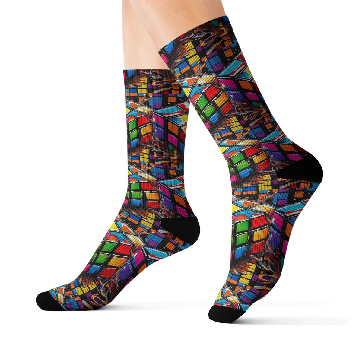 Colorful Puzzle Design Sublimation Socks for Creative Souls - underthestarsbabe