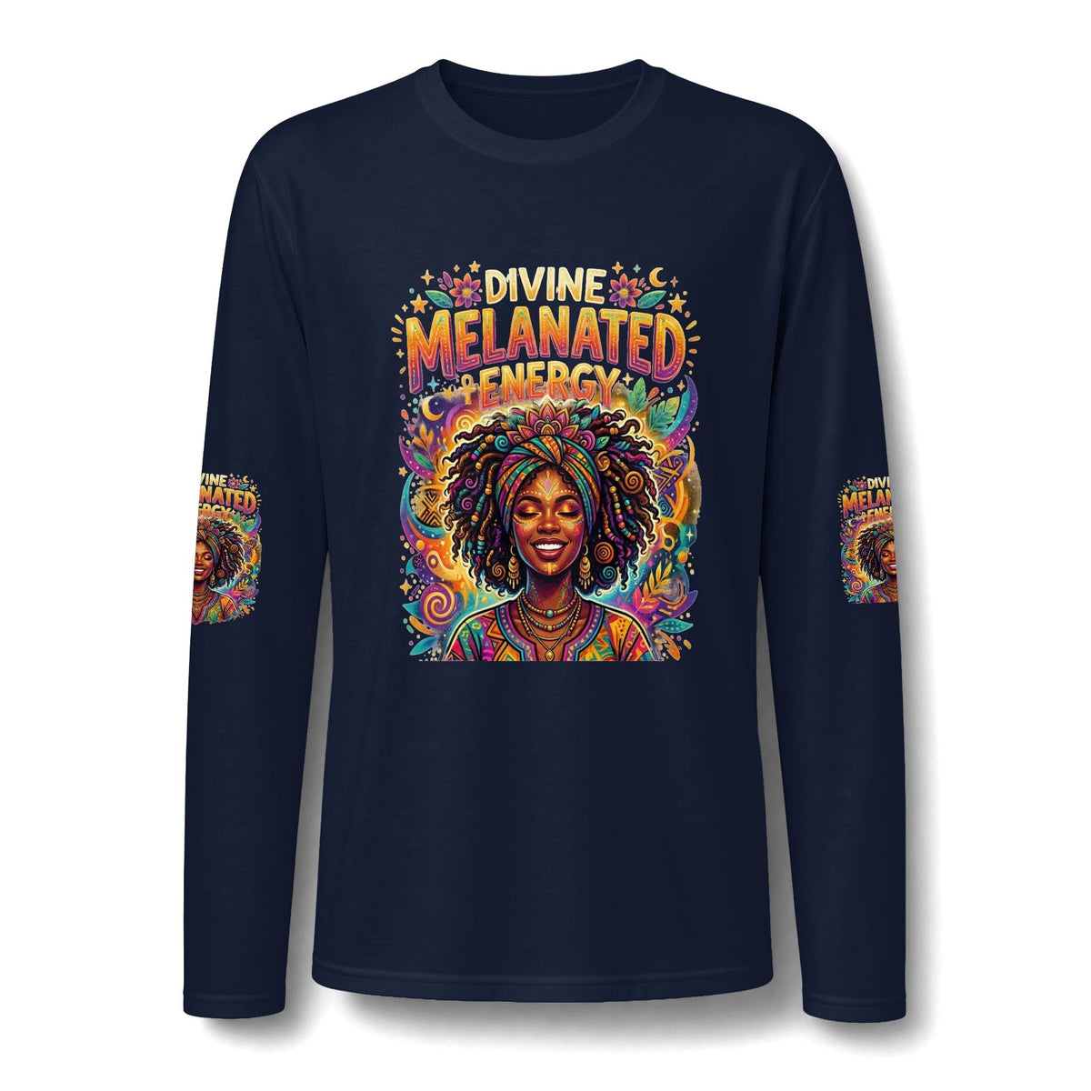Divine Melanated Energy Woman Long Sleeve T-Shirt - underthestarsbabe.shop