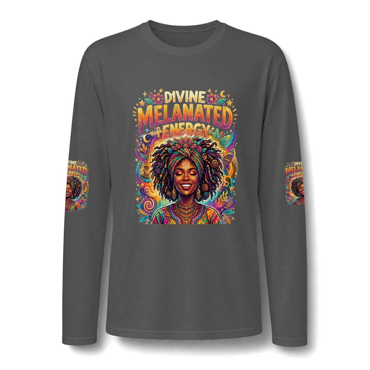 Divine Melanated Energy Woman Long Sleeve T-Shirt - underthestarsbabe.shop