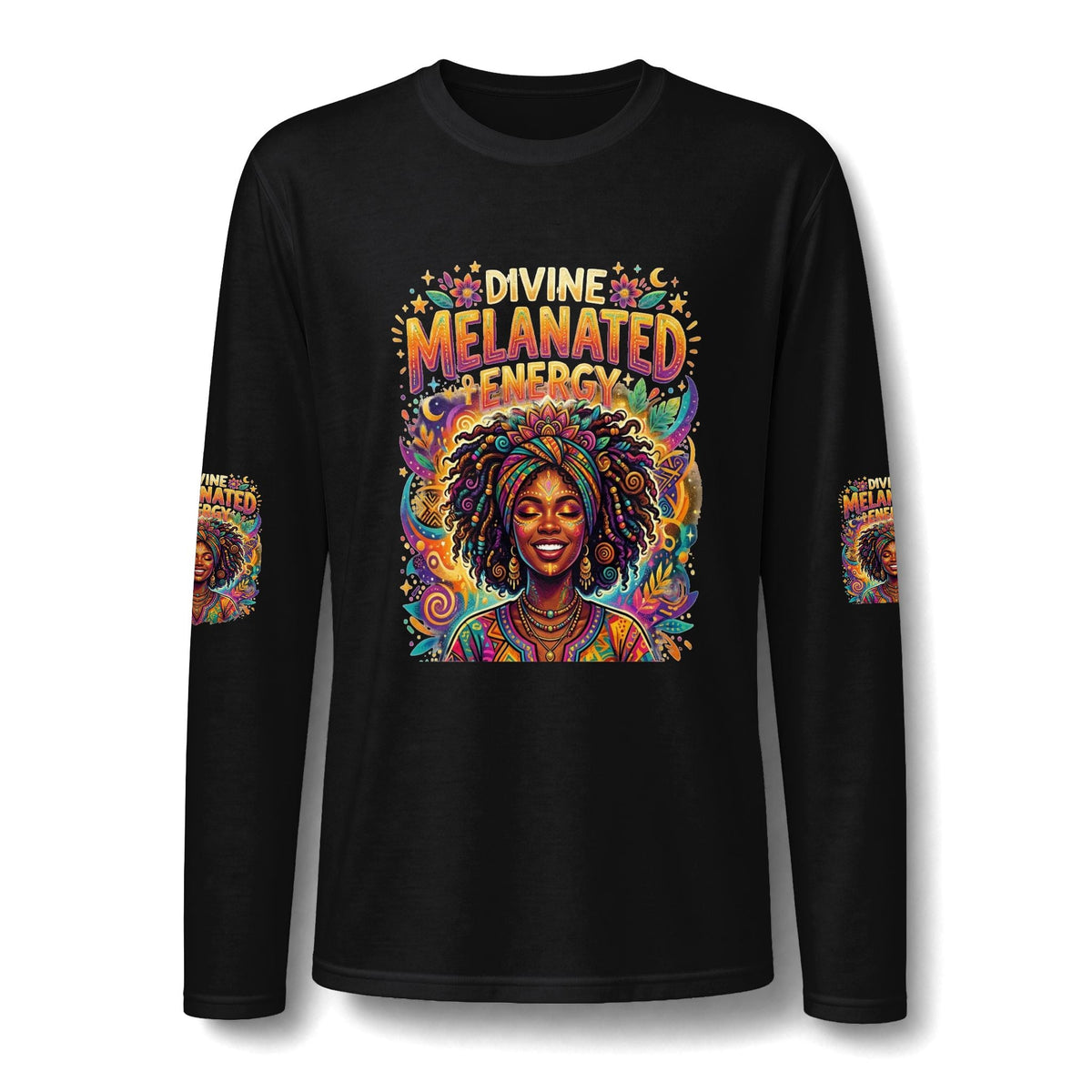Divine Melanated Energy Woman Long Sleeve T-Shirt - underthestarsbabe.shop