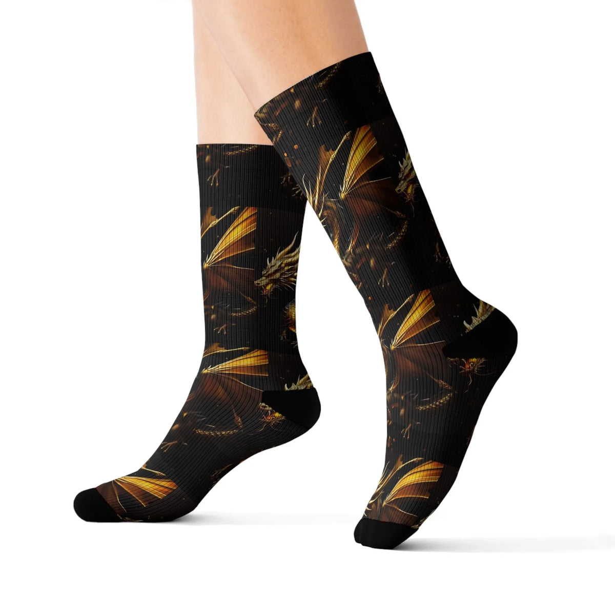 Dragon Fire Energy Sublimation Socks - Fantasy Lovers - underthestarsbabe