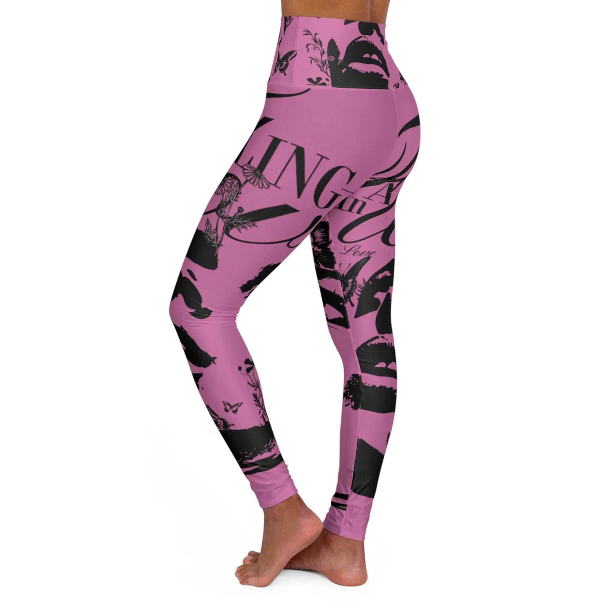 Falling In Love High Waisted Yoga Leggings (AOP) - underthestarsbabe