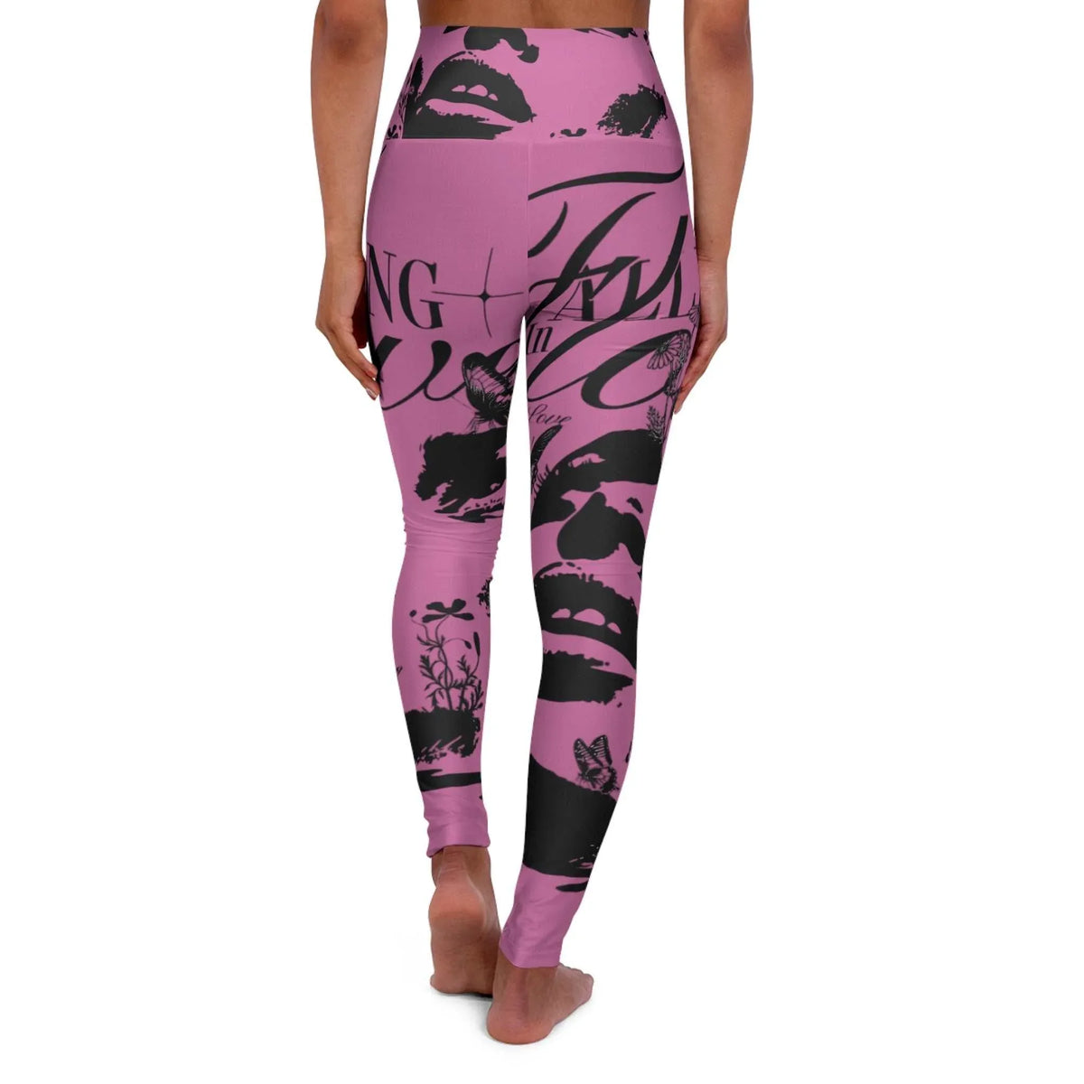 Falling In Love High Waisted Yoga Leggings (AOP) - underthestarsbabe
