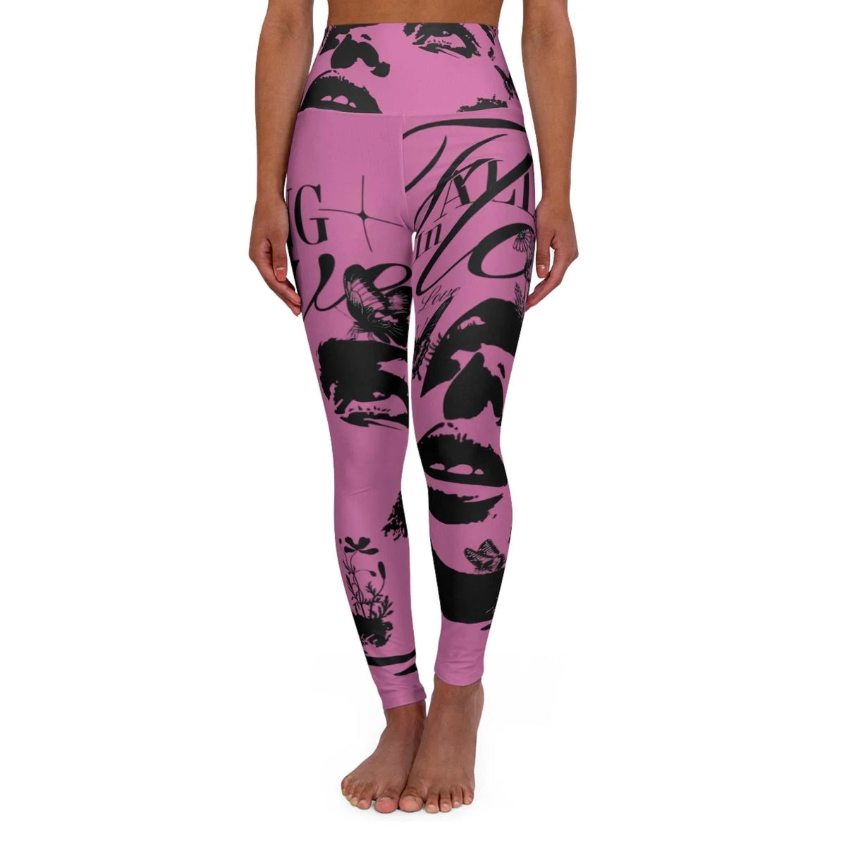 Falling In Love High Waisted Yoga Leggings (AOP) - underthestarsbabe