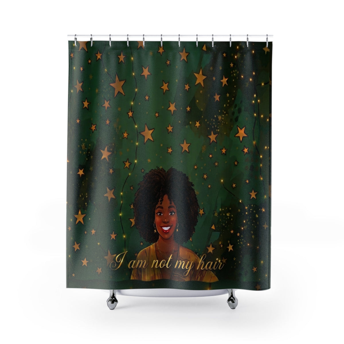 'I Am Not My Hair' Afro Woman Starry Green Bathroom Decor - underthestarsbabe
