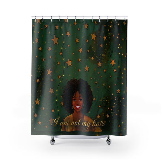 'I Am Not My Hair' Afro Woman Starry Green Bathroom Decor - underthestarsbabe