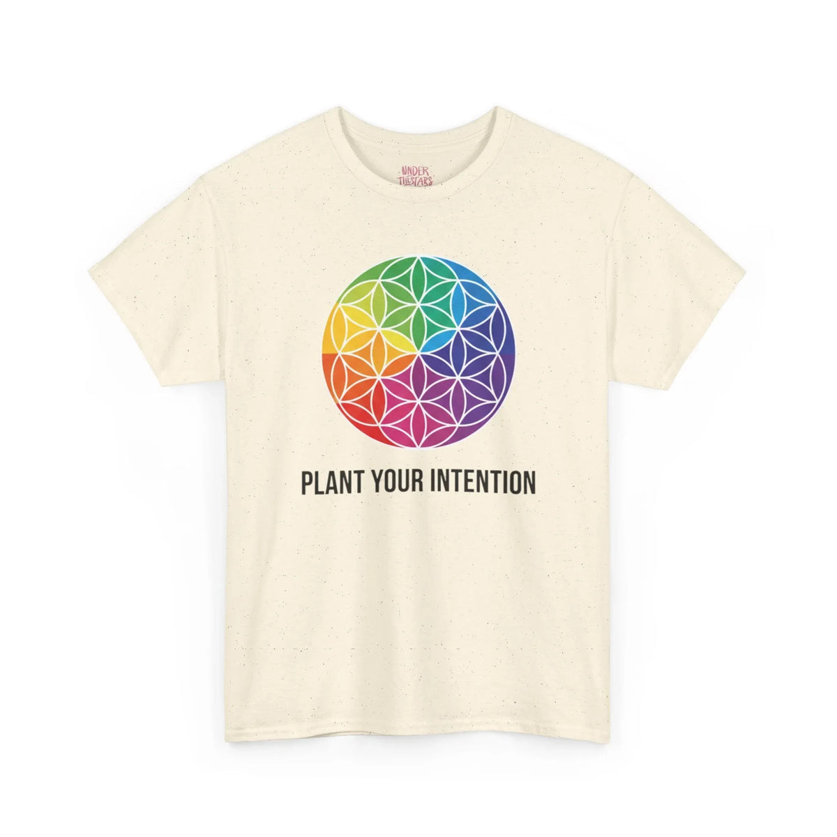 Intent Planting T‑Shirt — Rainbow Flower of Life Graphic Tee ("Plant Your Intention") - underthestarsbabe