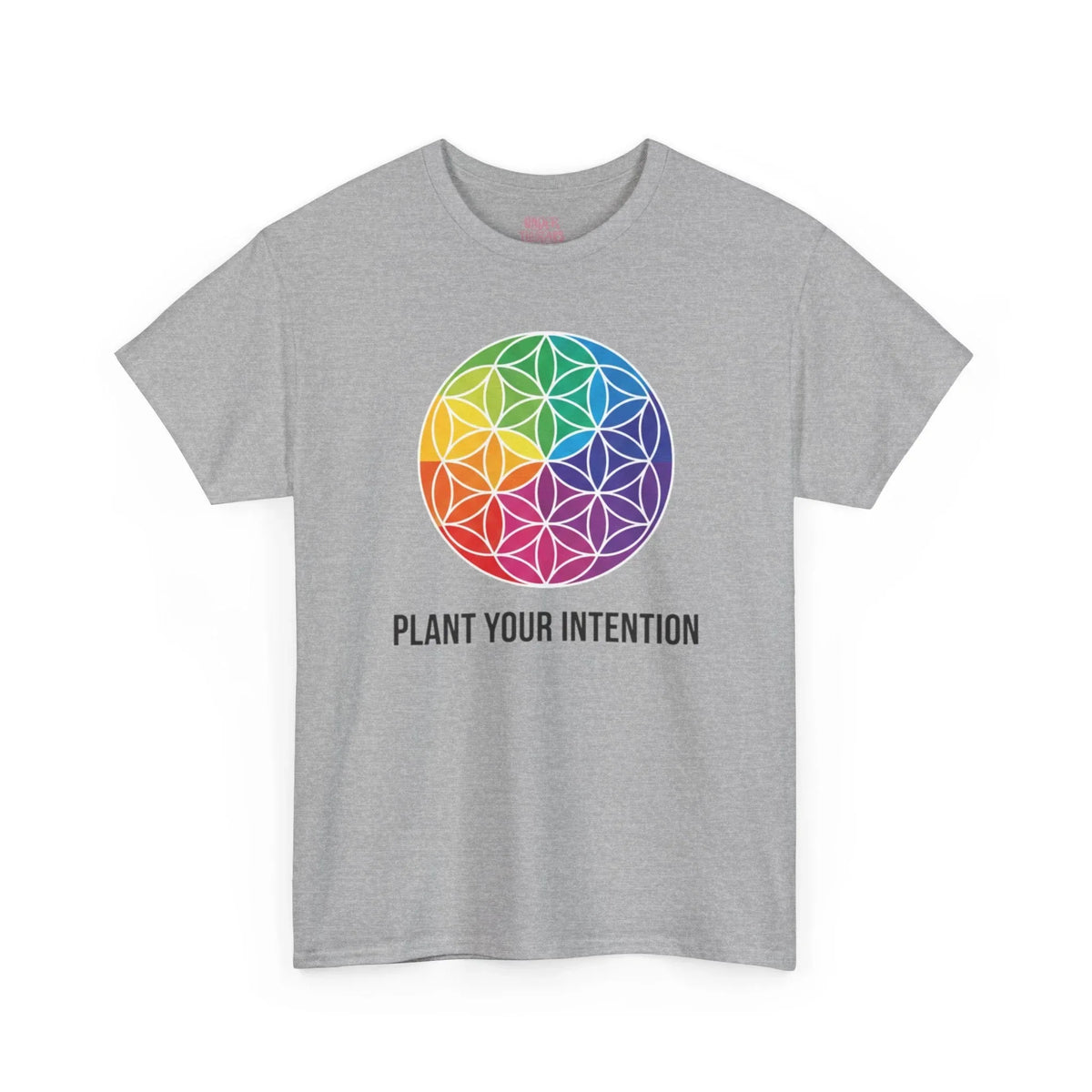 Intent Planting T‑Shirt — Rainbow Flower of Life Graphic Tee ("Plant Your Intention") - underthestarsbabe