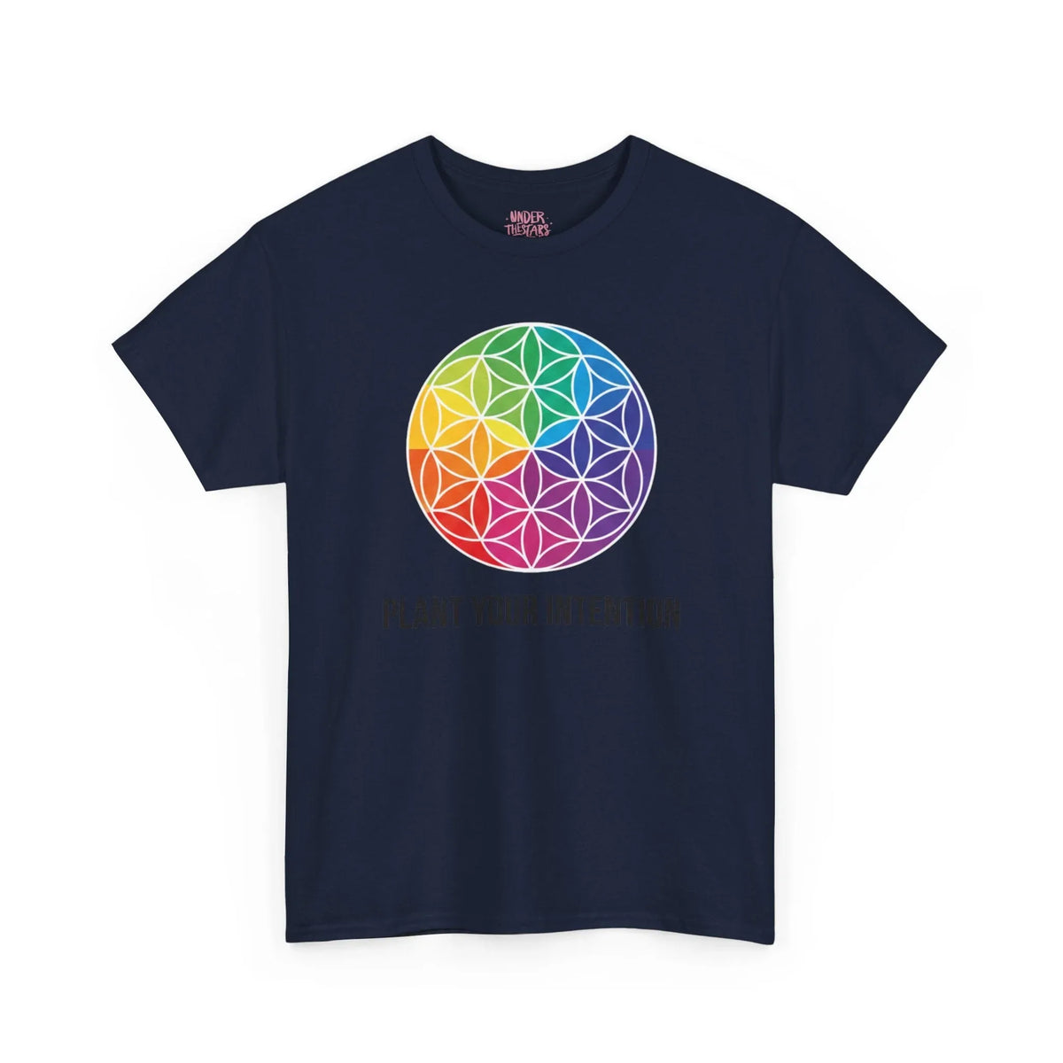 Intent Planting T‑Shirt — Rainbow Flower of Life Graphic Tee ("Plant Your Intention") - underthestarsbabe