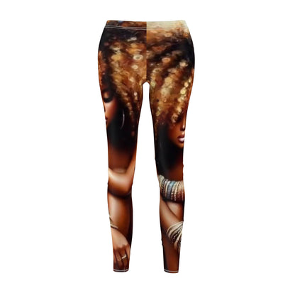 It's The Glow! Artistic Leggings with Bold Natural Hair Portrait Print - underthestarsbabe