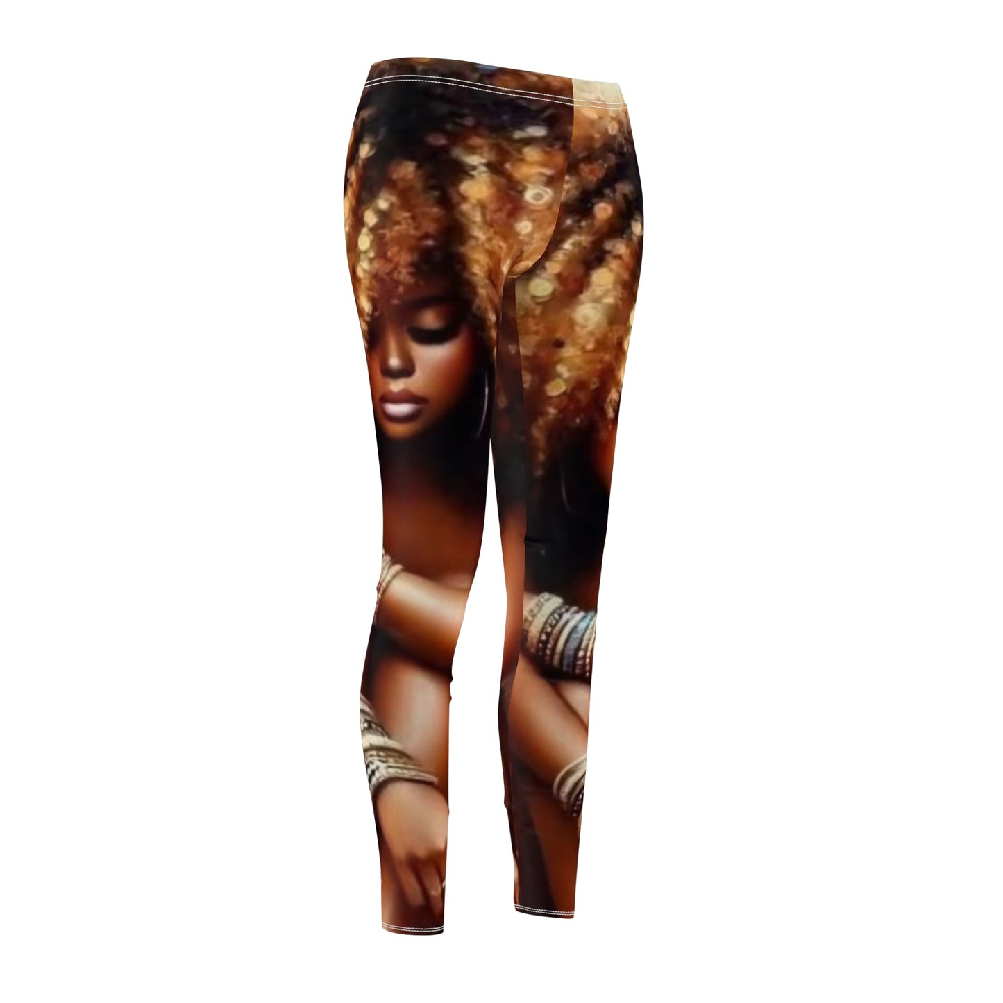 It's The Glow! Artistic Leggings with Bold Natural Hair Portrait Print - underthestarsbabe