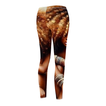 It's The Glow! Artistic Leggings with Bold Natural Hair Portrait Print - underthestarsbabe